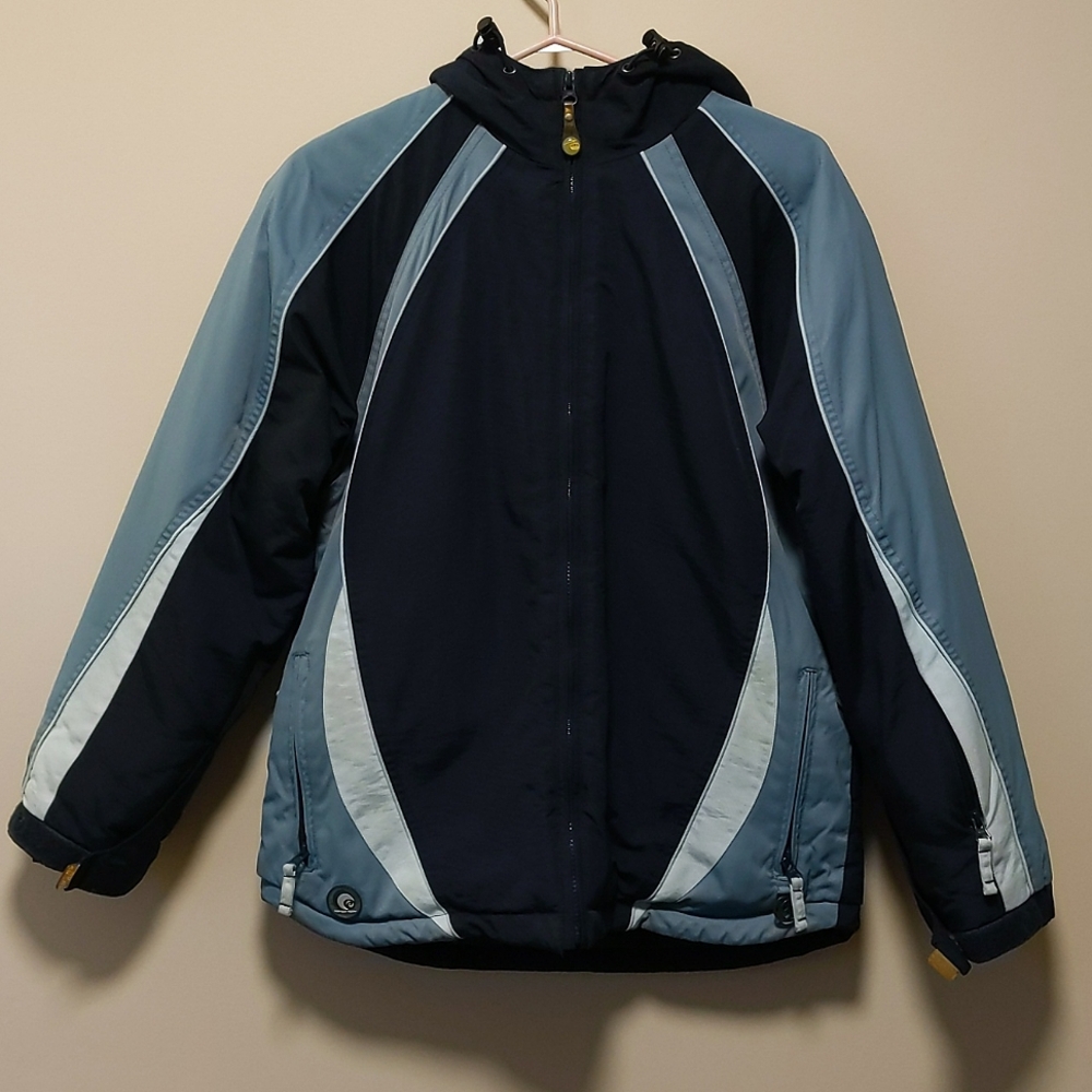 Powder Room Girl Hooded Ski Snowboard Size XL Blue Winter Jacket